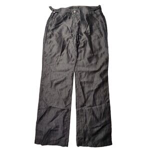 FRANK WALDER SUSANNE Women Size 10 Linen Blend Charcoal Pants EUC